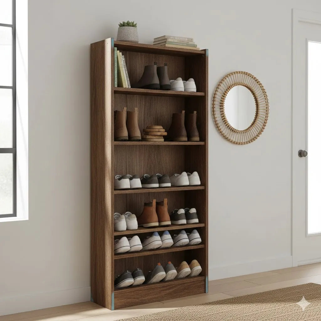 Repurposed Bookshelf Shoe Cabinet