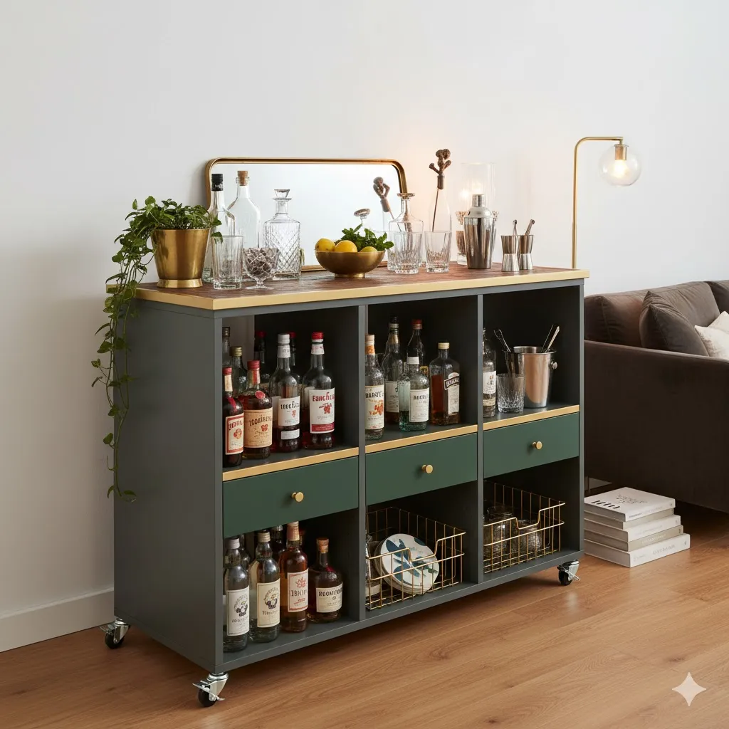 Turn a Simple Bookshelf into a Chic Bar Cart