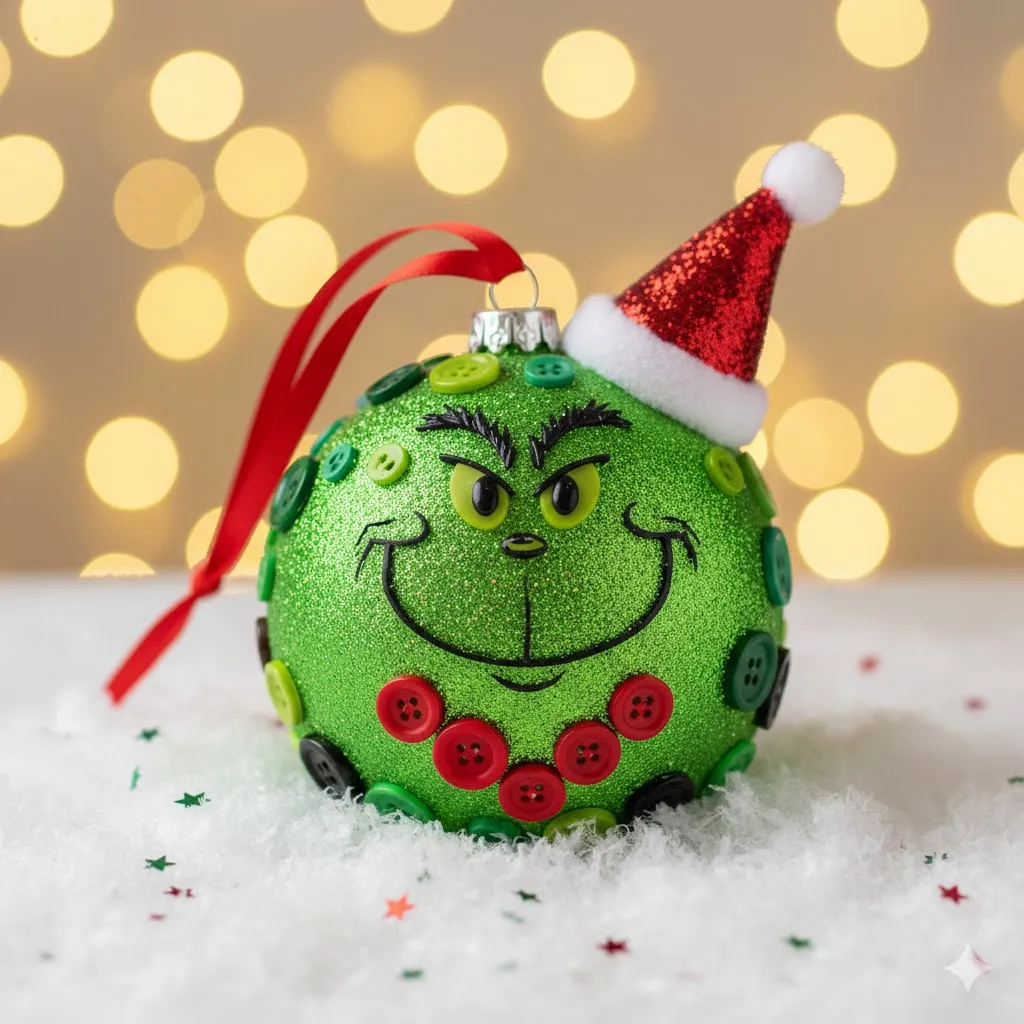 Button Grinch Ornament