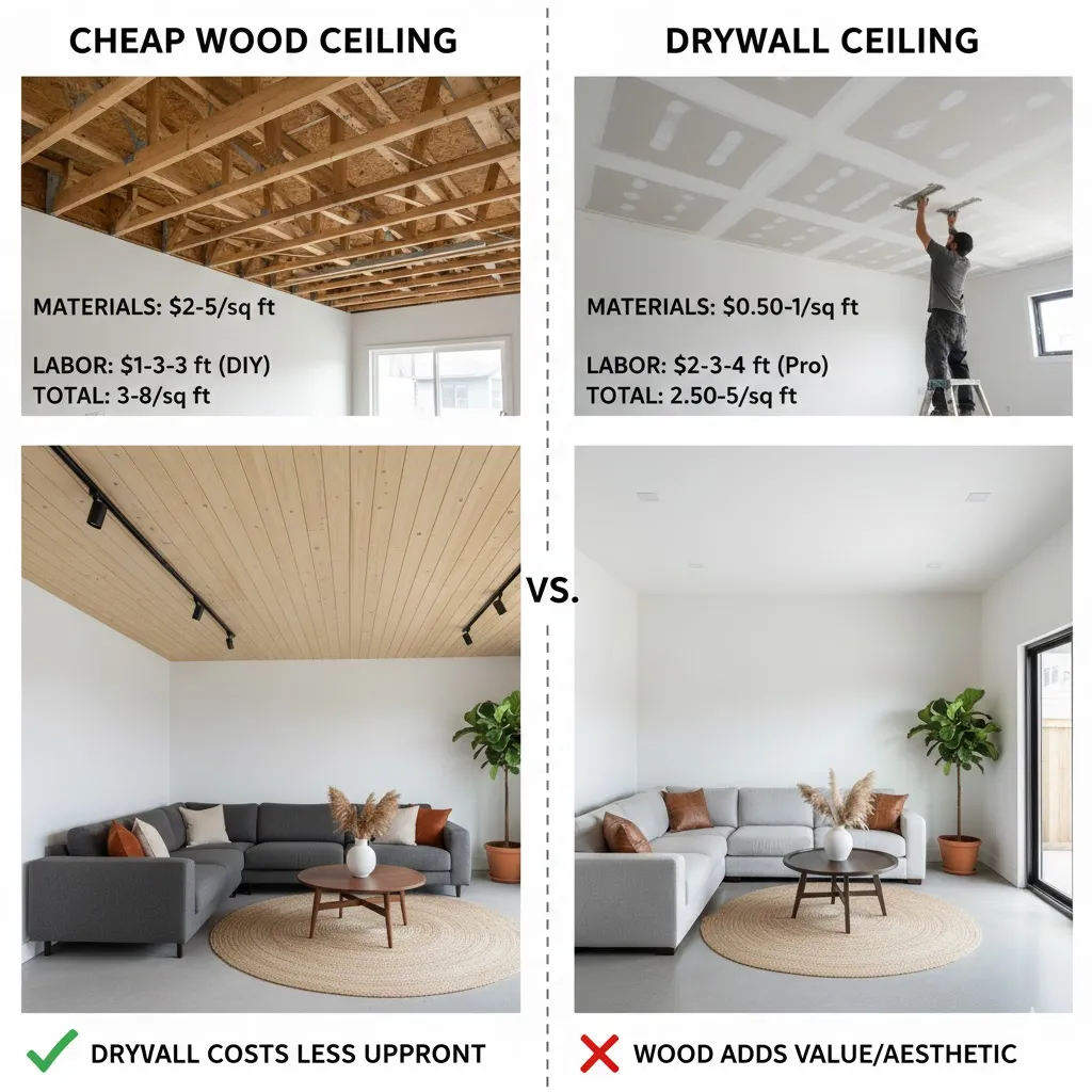 Cheap Wood Ceiling and Drywall that Which Costs Less?