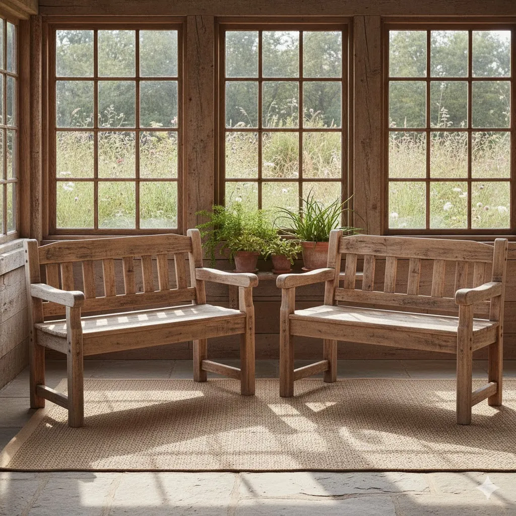 Natural Wood Benches