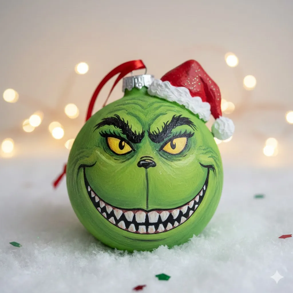 Painted Grinch Ball Ornament