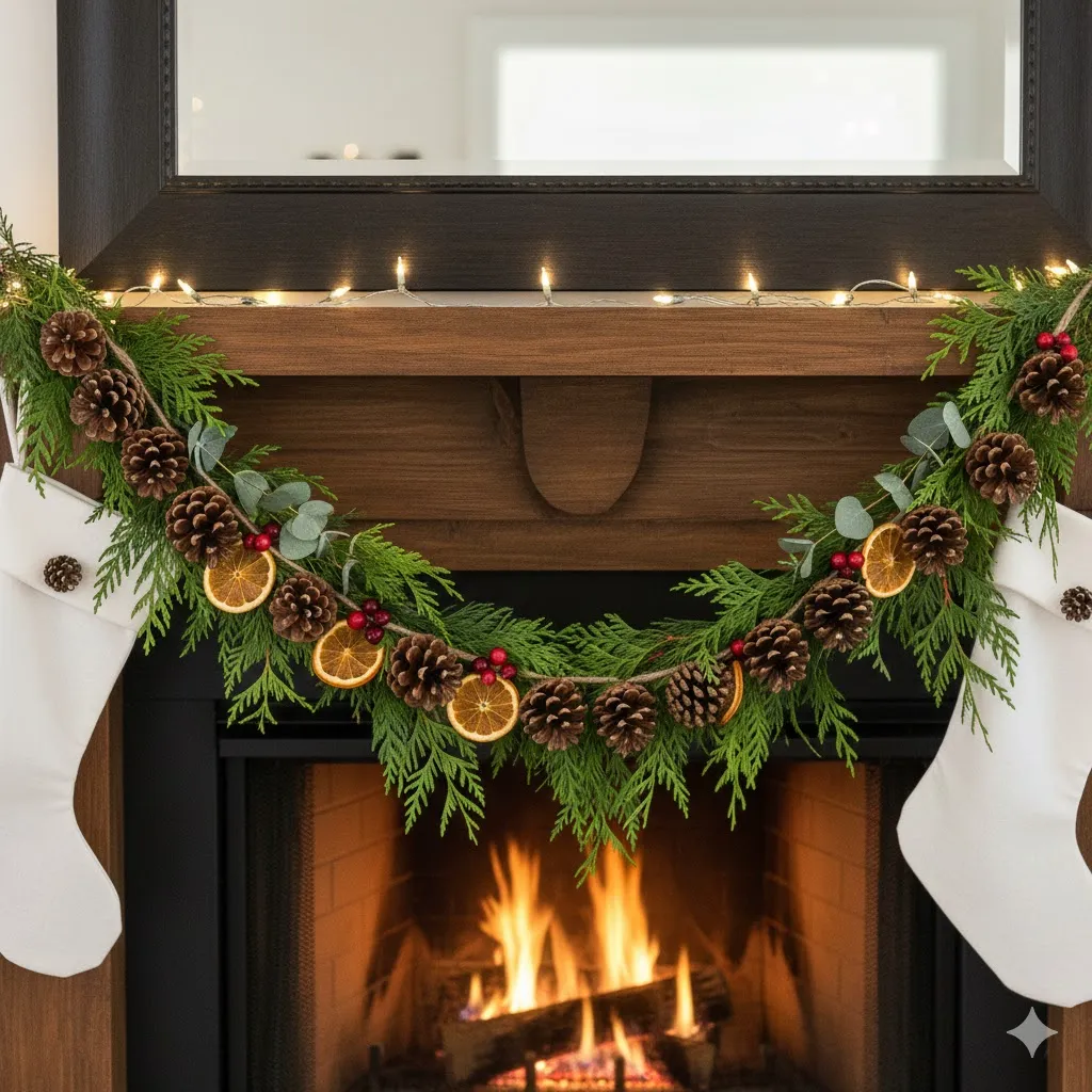 Pinecone Garland for the Mantel