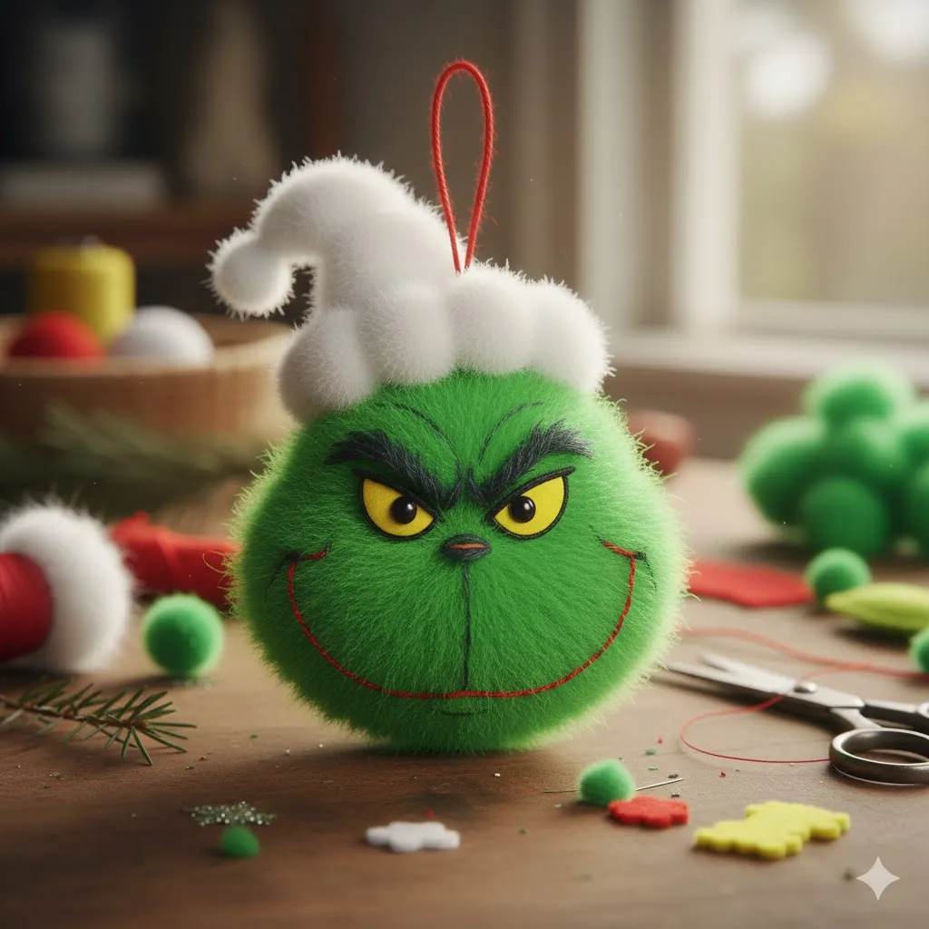 Pom-Pom Grinch Ornament