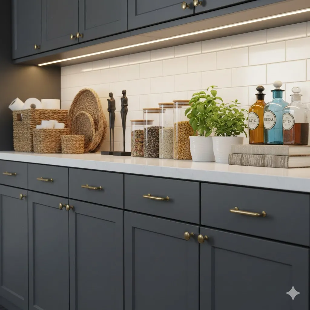 Stylish and Practical for the Top of Kitchen Cabinets
