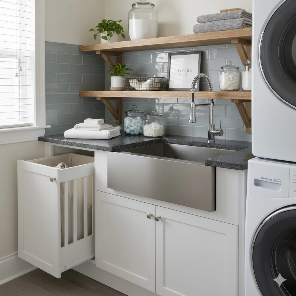 Try a Sink Station with Built-In Hampers