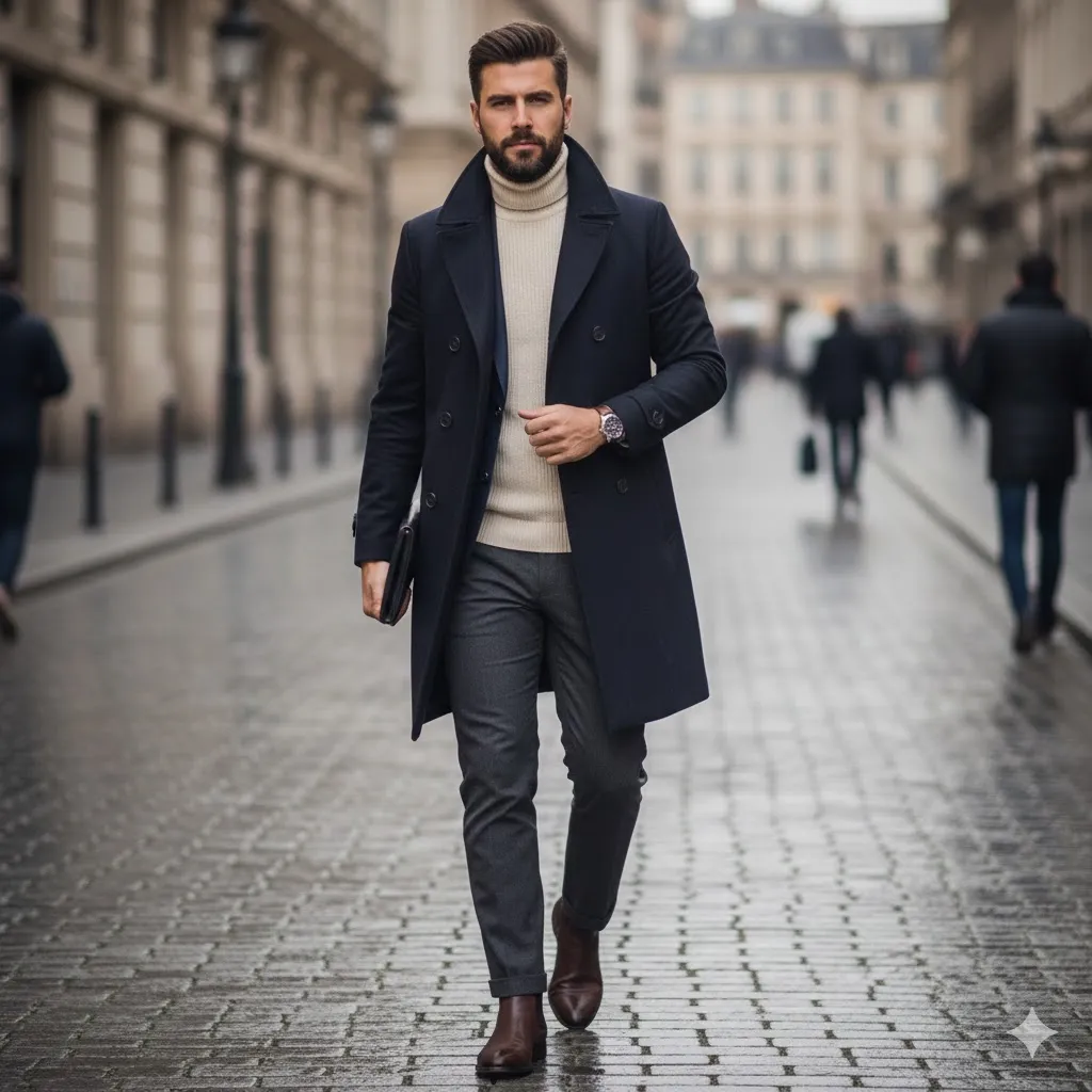 Turtleneck with Tailored Coat