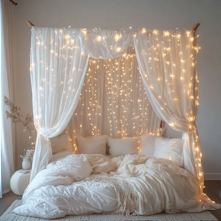 Cozy Aesthetic Fairy Lights Bedroom