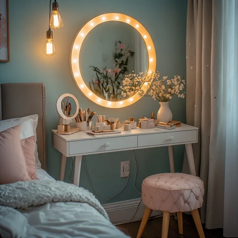 Cute and Cozy Makeup Vanity