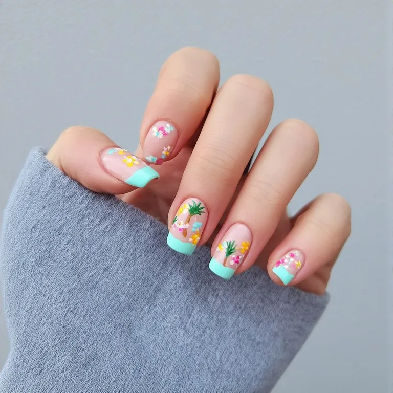 Modern French Tip Vacation Nails