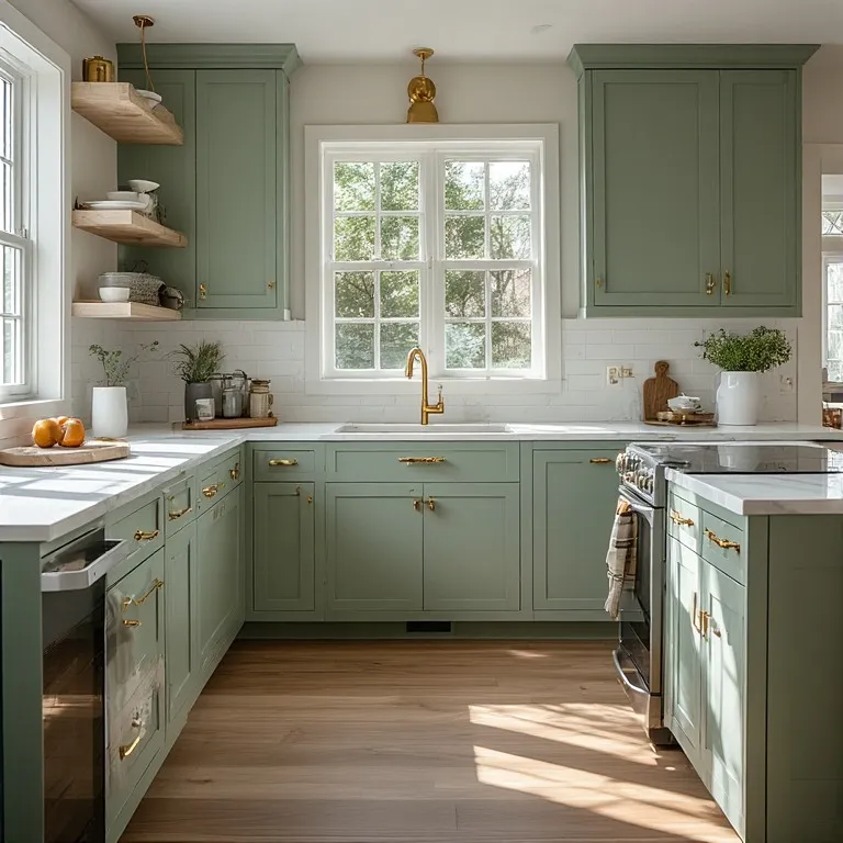 Attractive Sage Green Kitchen