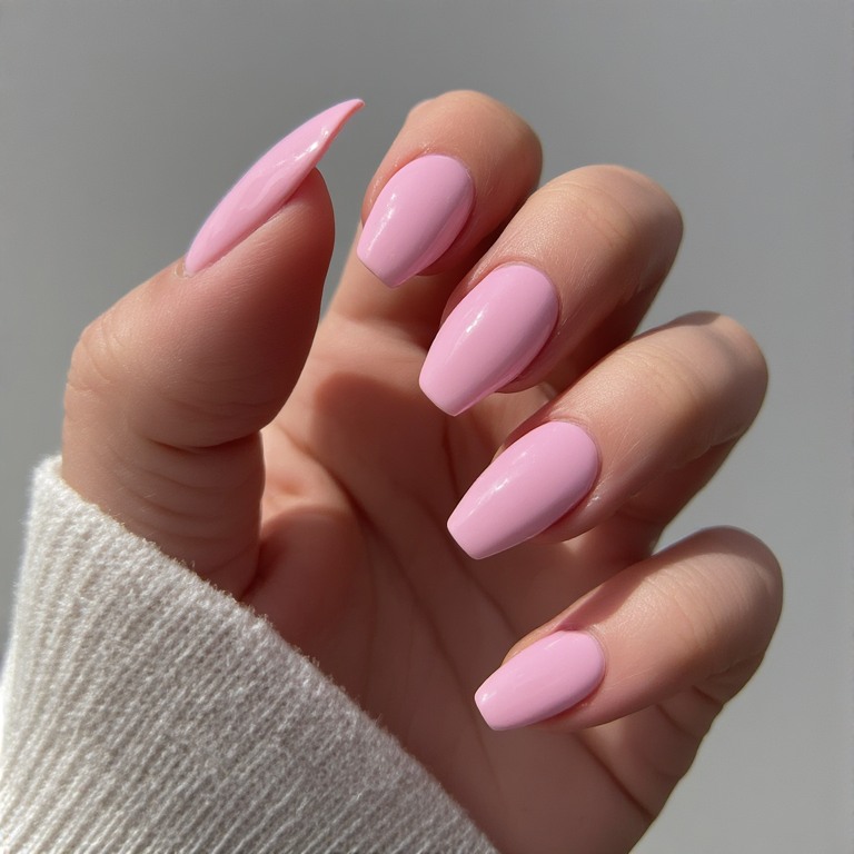 Glossy Minimalist Coffin Nails