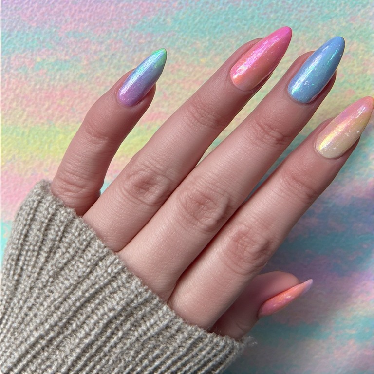 Pastel Chrome Nail